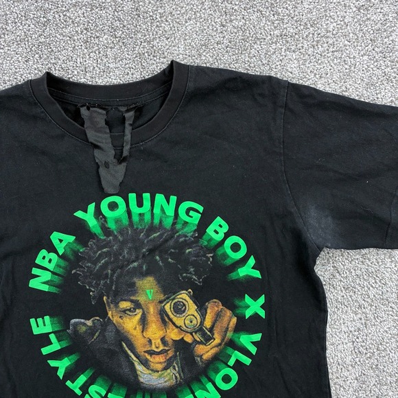 Vlone x NBA Youngboy Lifestyle Shirt Mens Medium Green Black Streetwear - Picture 2 of 4